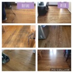 before and after photo of hardwood floor restoration